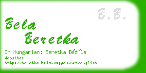 bela beretka business card